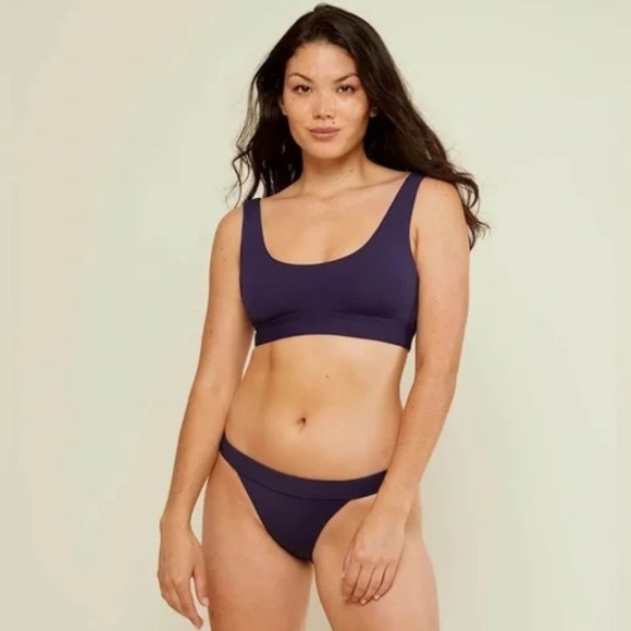Andie Swim 2 Piece Bikini Swimsuit The Ventura Rib Top & Banded Cheeky Bottom - Picture 1 of 10